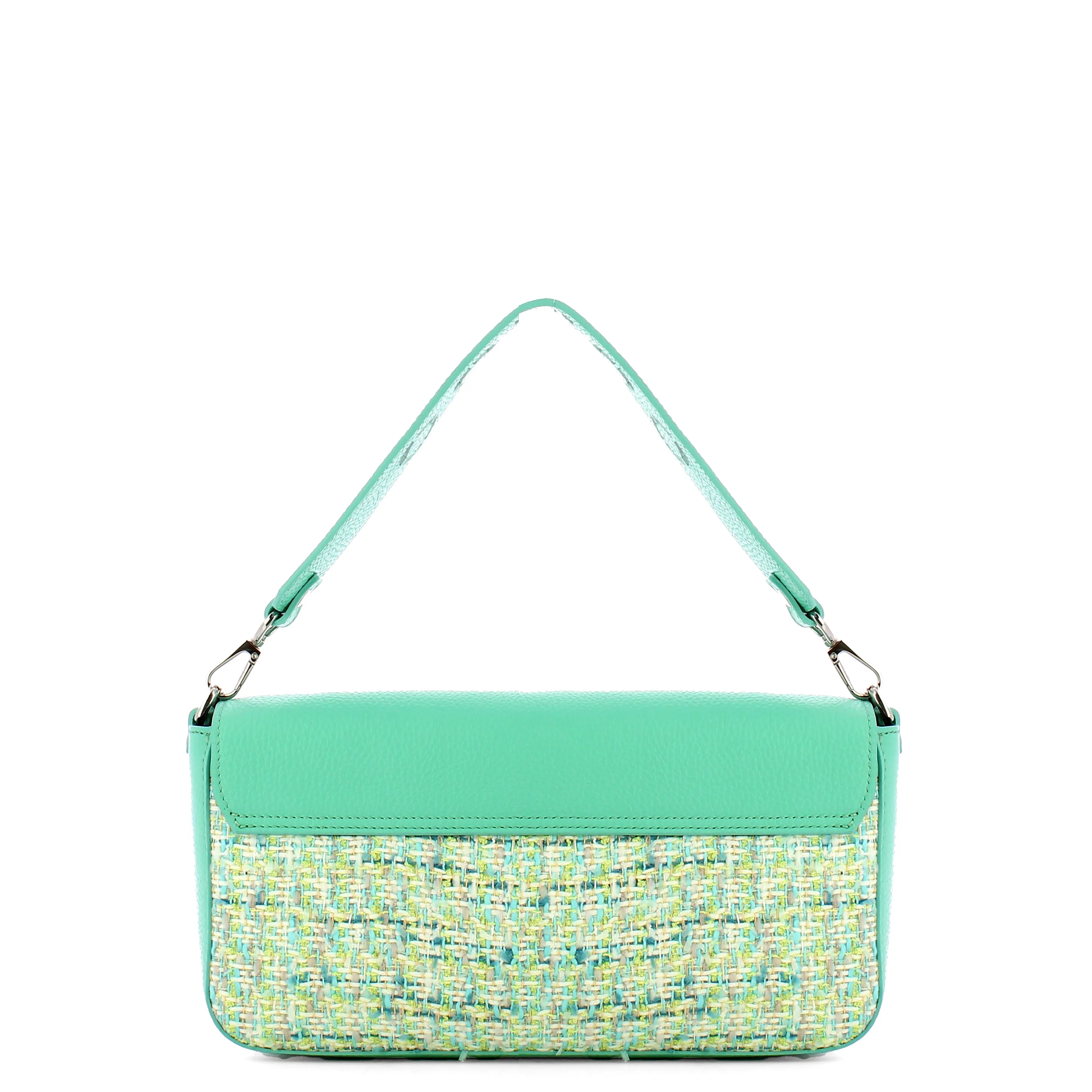 Iuntoo - Essenziale Tweed Acquamarina Large Shoulder Bag - 106001 - ACQUAMARINA