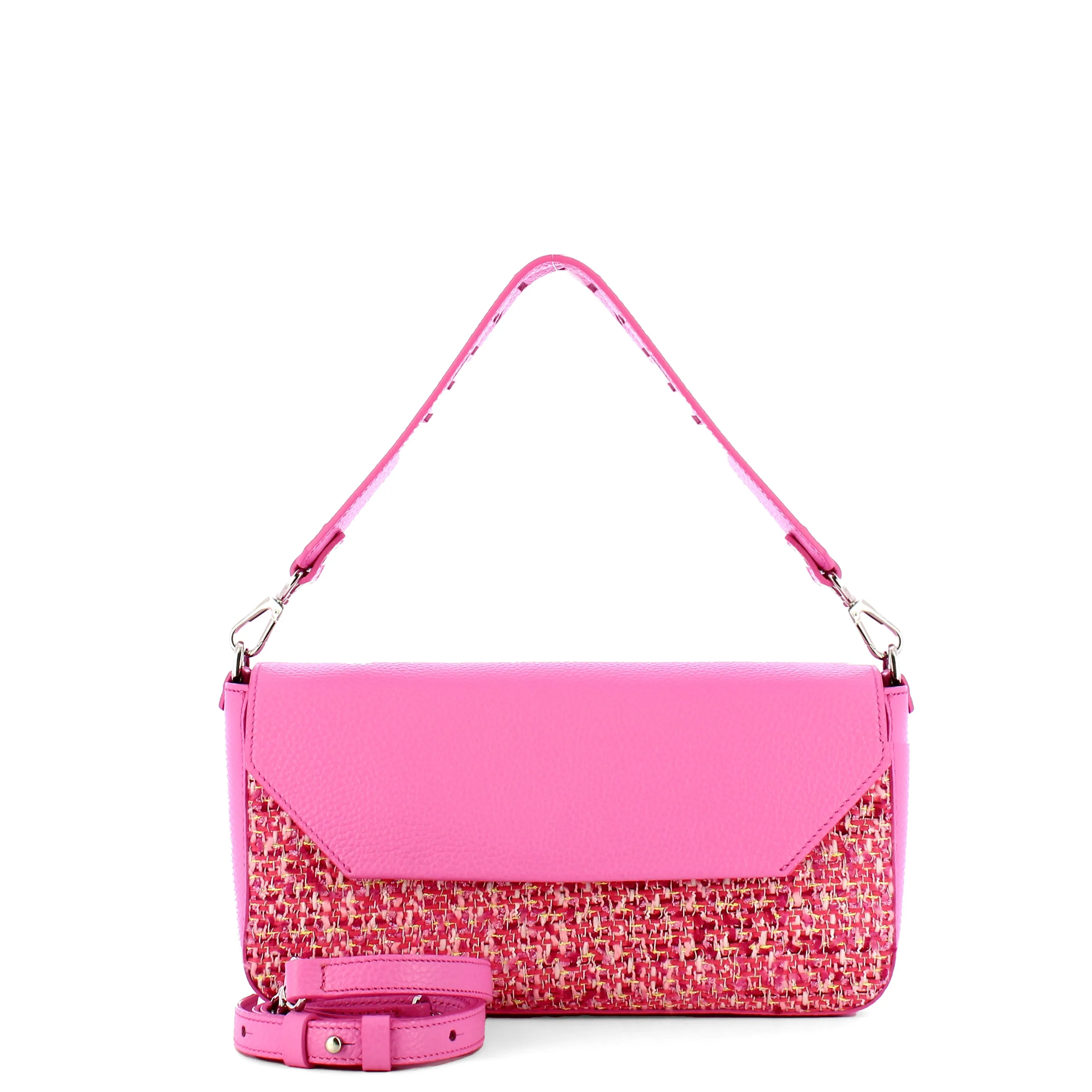 Iuntoo - Essenziale Tweed Rosa Large Shoulder Bag - 106001 - ROSA