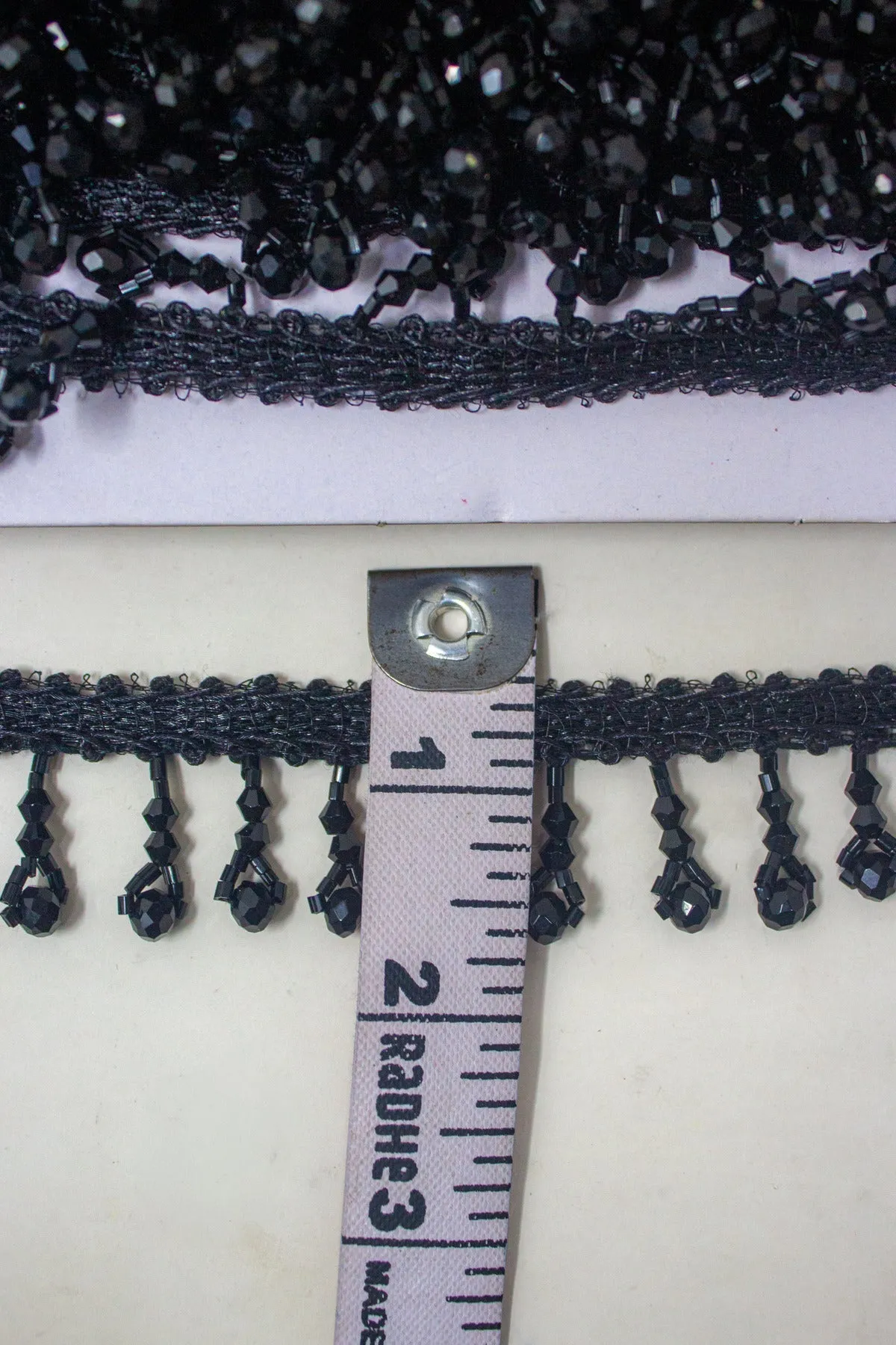 Latkan Wali Lace in Black Crystal, Cutdana - 3 Meter