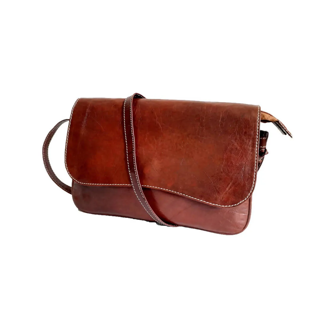Leather shoulder bag for women
