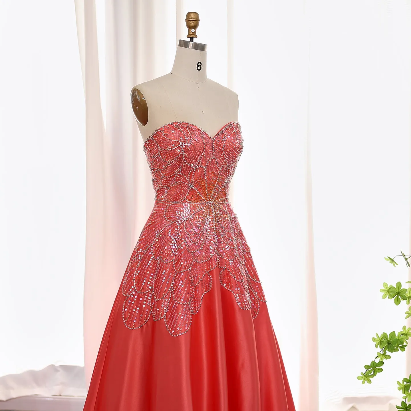 Luxury Beaded Butterfly Beige Strapless Evening Dress SS467