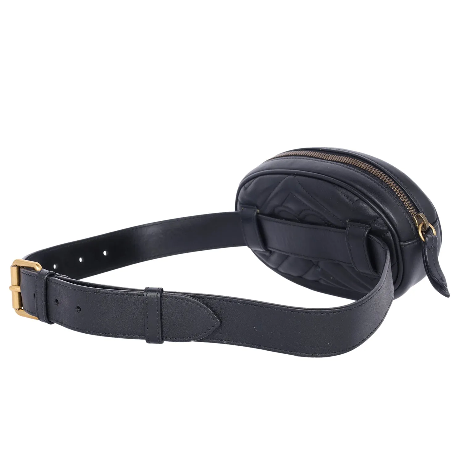 Matelasse GG Marmont Belt Bag 75 30 Black (Authentic Pre Loved)