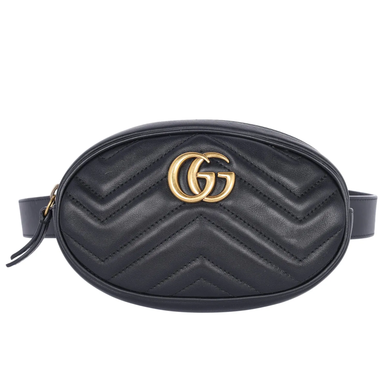 Matelasse GG Marmont Belt Bag 75 30 Black (Authentic Pre Loved)