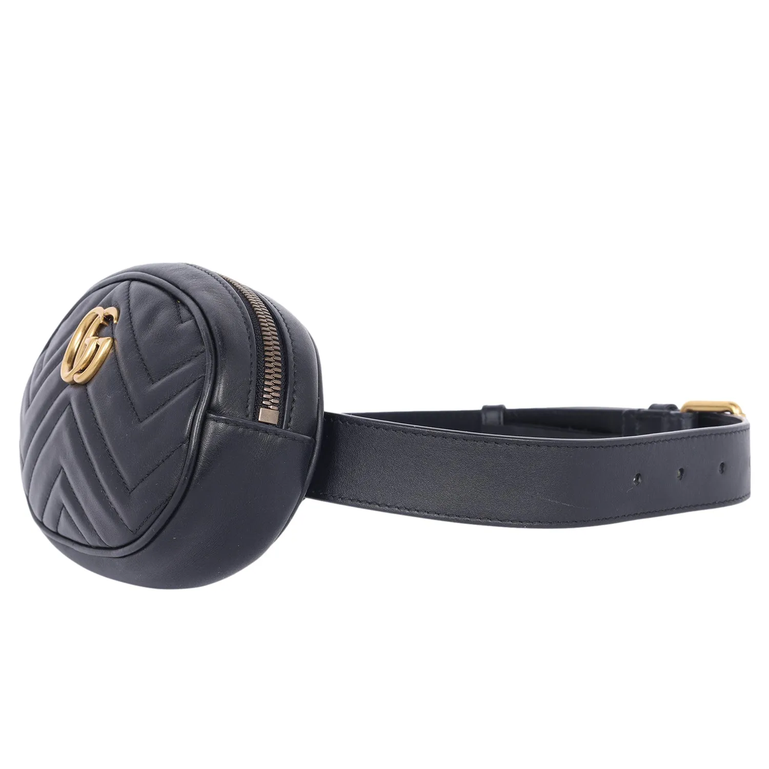Matelasse GG Marmont Belt Bag 75 30 Black (Authentic Pre Loved)