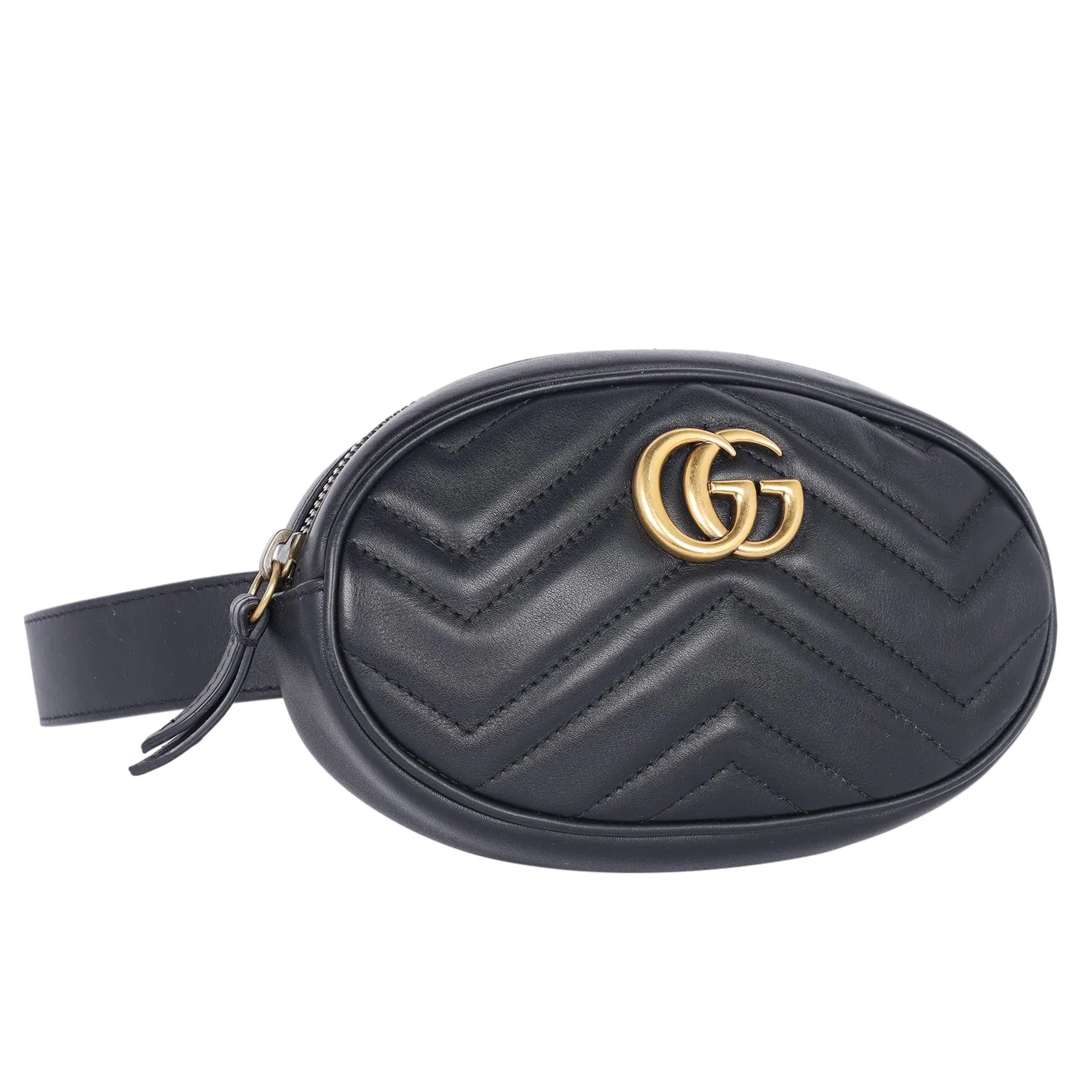 Matelasse GG Marmont Belt Bag 75 30 Black (Authentic Pre Loved)