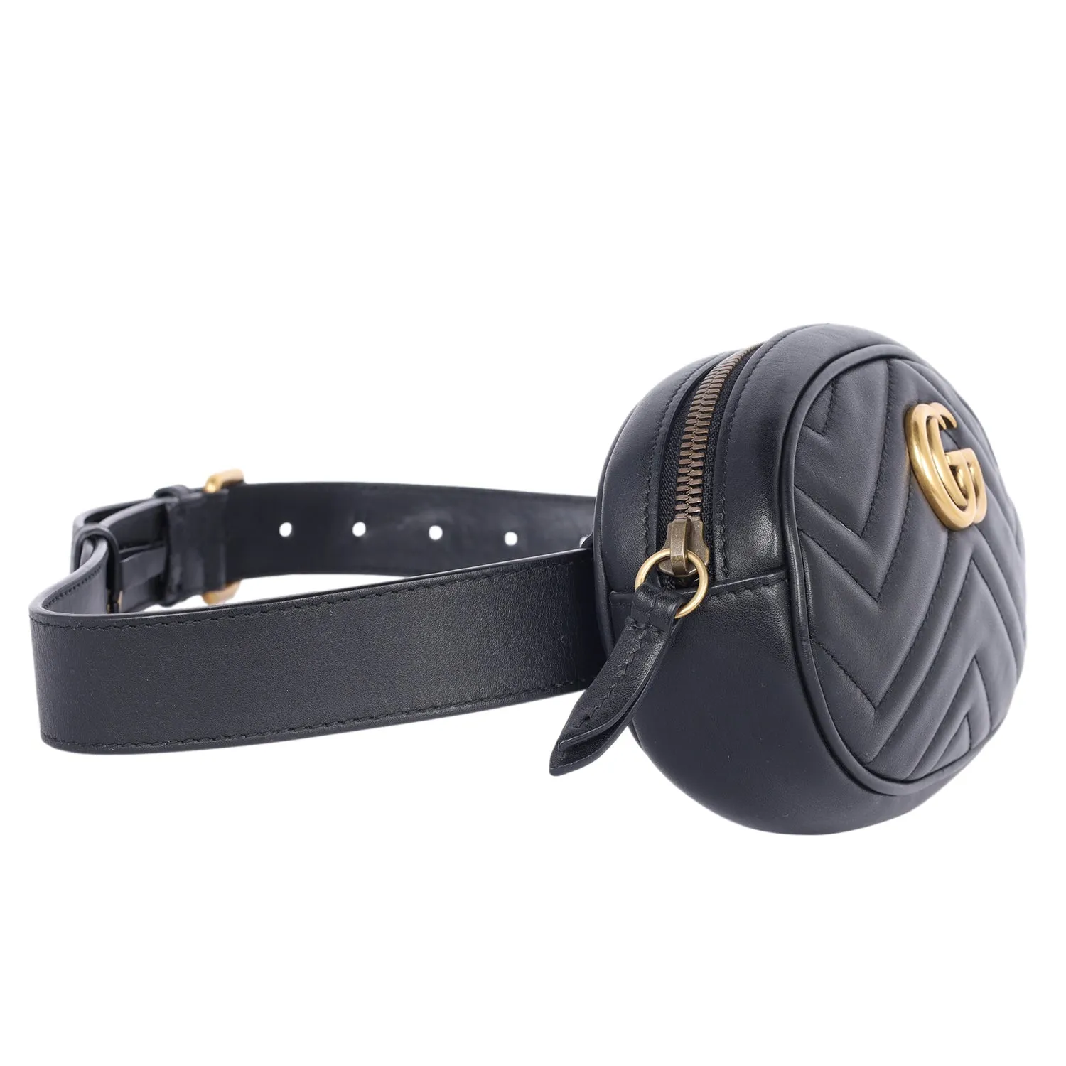 Matelasse GG Marmont Belt Bag 75 30 Black (Authentic Pre Loved)