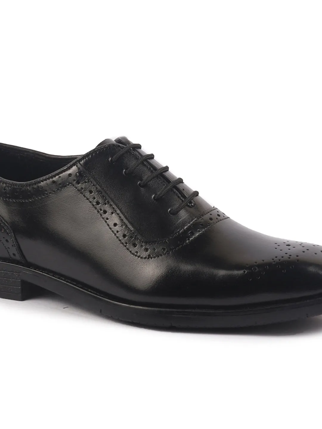 Men Black Genuine Leather Formal Classic Lace Up Brogue Shoes for Work|Tuxedo Lace Up Shoes