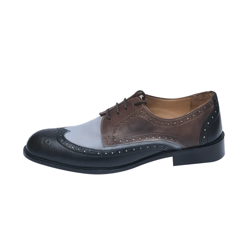 Men Brogue Shoes Patina Color