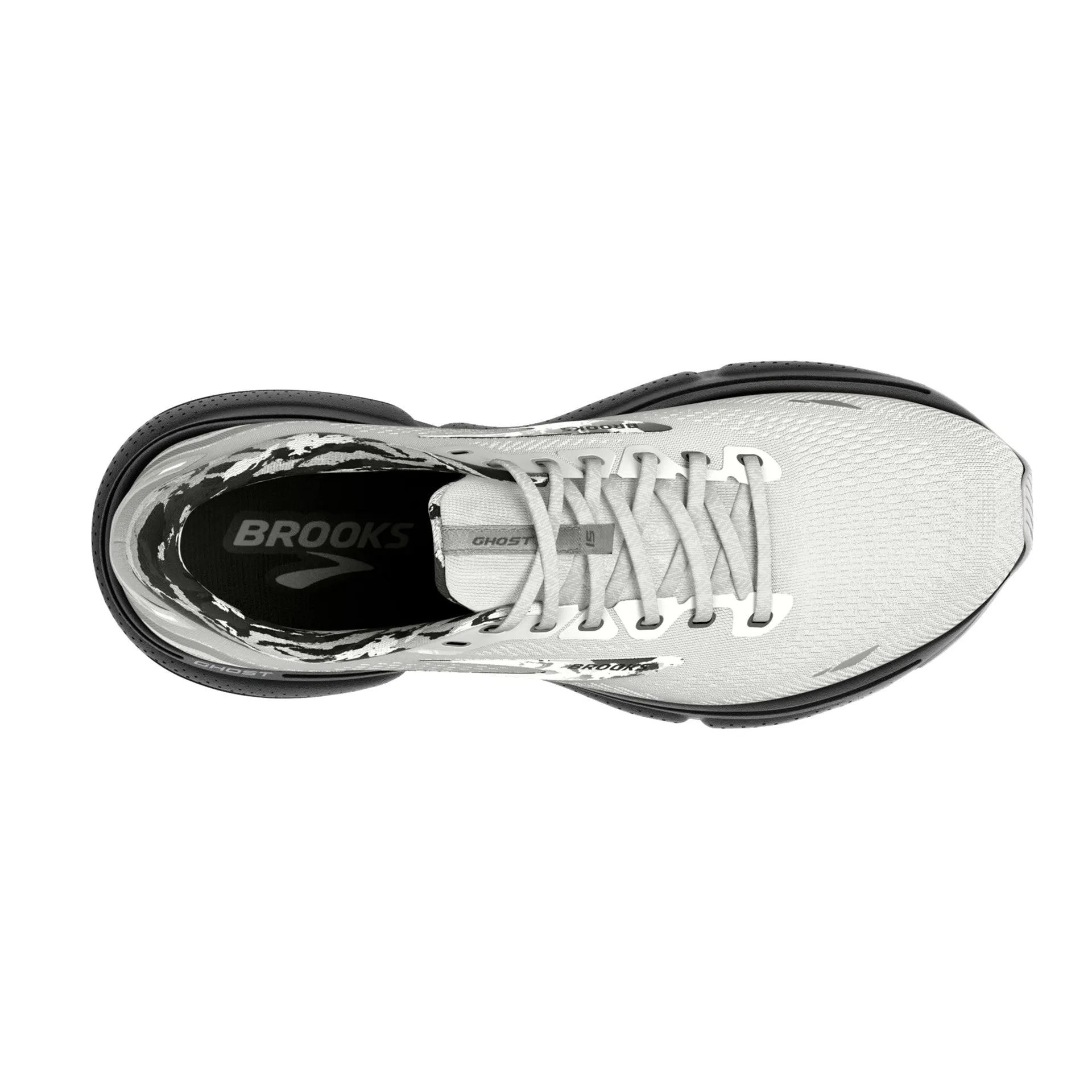 MENS BROOKS GHOST 15 - WHITE/EBONY/BLACK