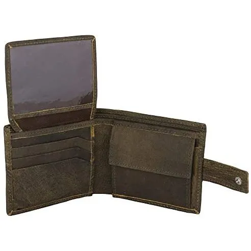 Men's Classic RFID Protected Leather Trifold Wallet with Coin Pocket