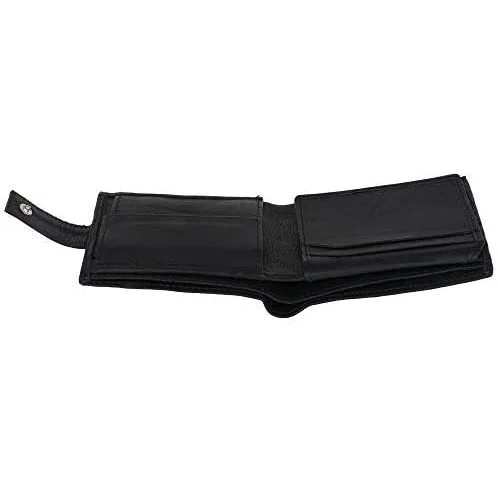 Men's Classic RFID Protected Leather Trifold Wallet with Coin Pocket