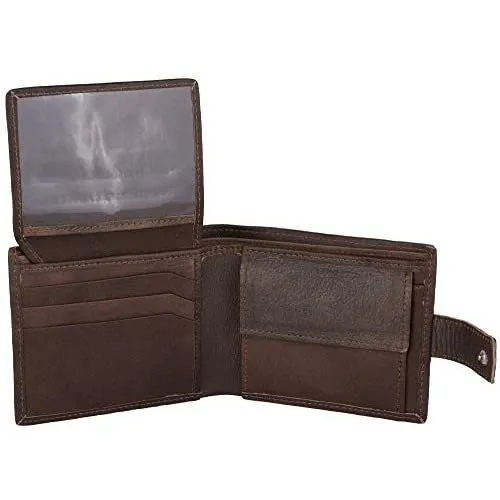 Men's Classic RFID Protected Leather Trifold Wallet with Coin Pocket