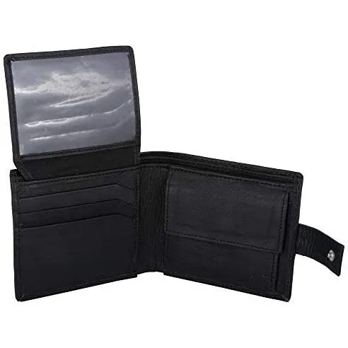 Men's Classic RFID Protected Leather Trifold Wallet with Coin Pocket