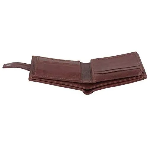 Men's Classic RFID Protected Leather Trifold Wallet with Coin Pocket