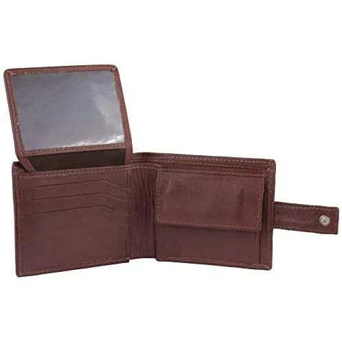 Men's Classic RFID Protected Leather Trifold Wallet with Coin Pocket