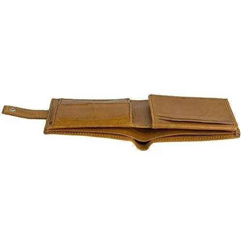 Men's Classic RFID Protected Leather Trifold Wallet with Coin Pocket