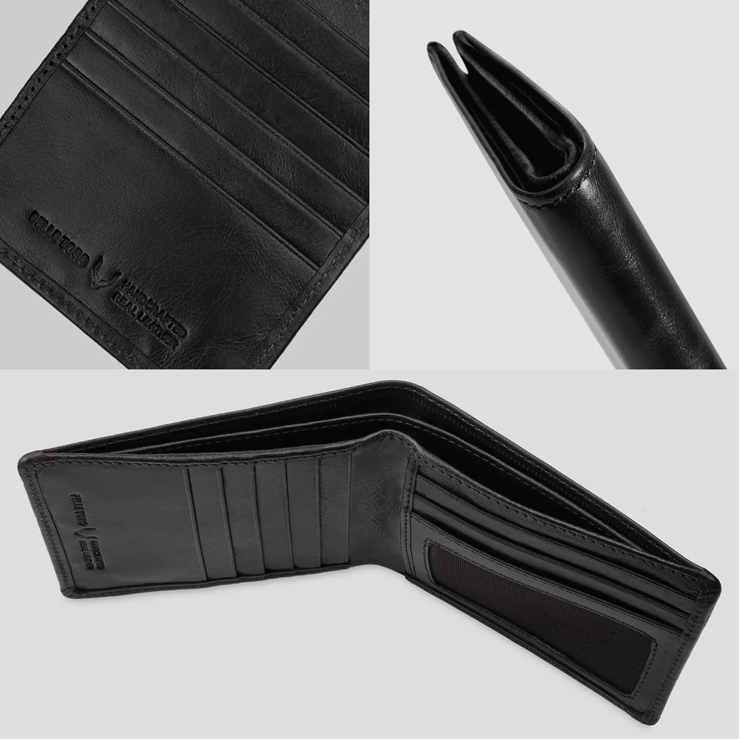 Mens Slim Wallet with RFID Protection 9 Card Slots & ID Window