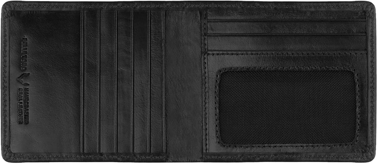 Mens Slim Wallet with RFID Protection 9 Card Slots & ID Window