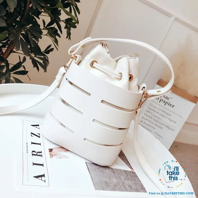 Mini Vegan Leather Drawstring Bucket Bag For Women - Ideal Crossbody Bag/Shoulder Bags, 4 Colors