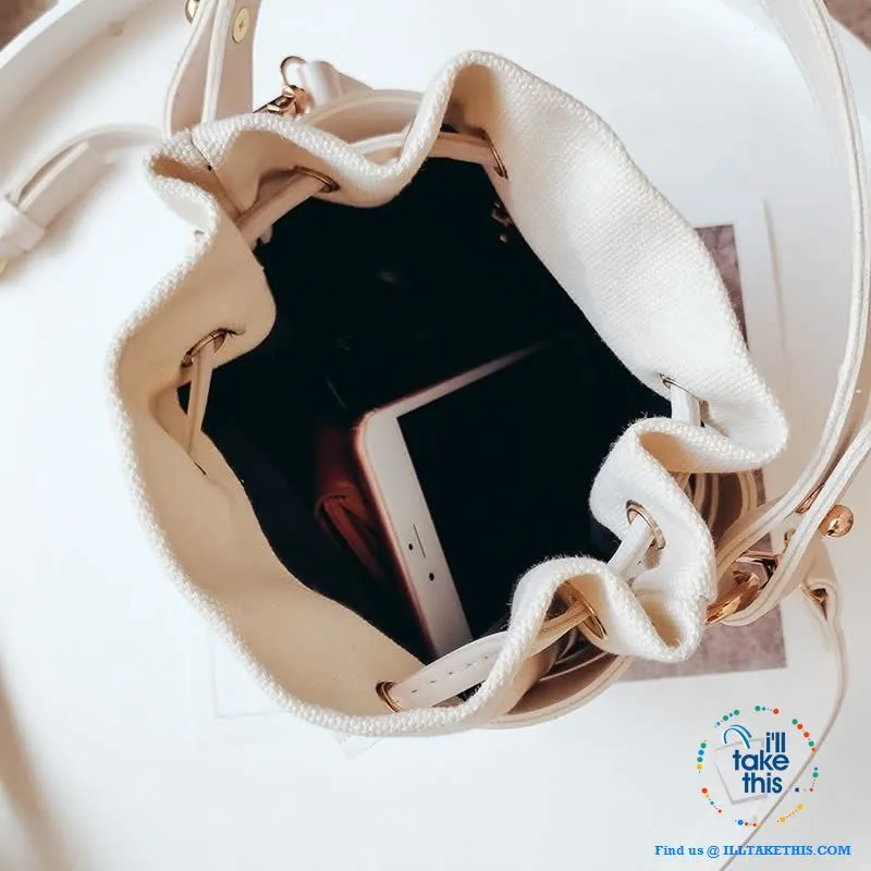 Mini Vegan Leather Drawstring Bucket Bag For Women - Ideal Crossbody Bag/Shoulder Bags, 4 Colors