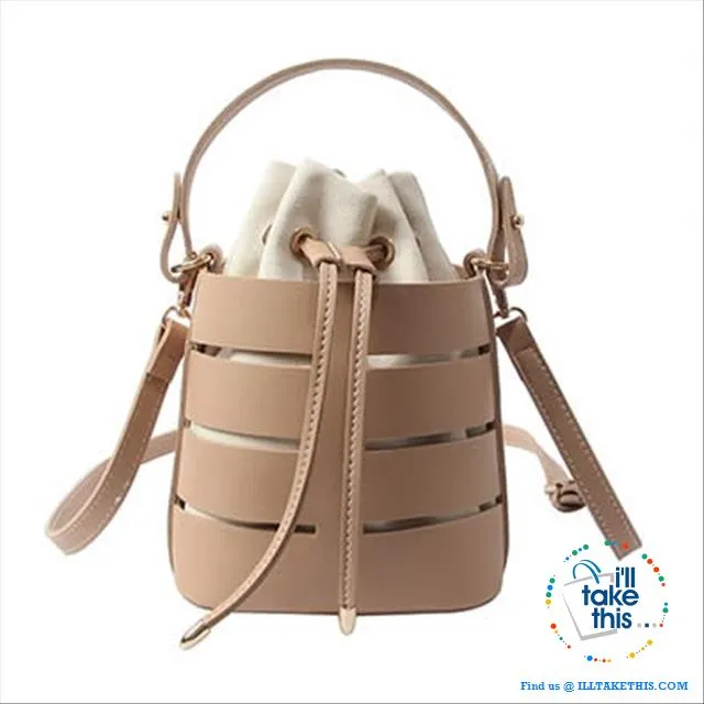 Mini Vegan Leather Drawstring Bucket Bag For Women - Ideal Crossbody Bag/Shoulder Bags, 4 Colors