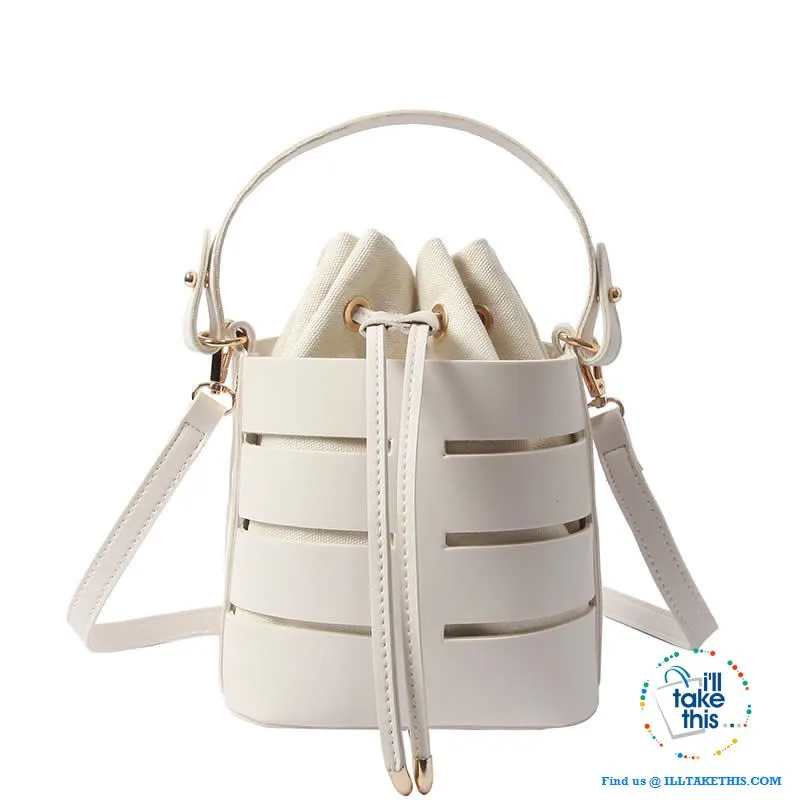 Mini Vegan Leather Drawstring Bucket Bag For Women - Ideal Crossbody Bag/Shoulder Bags, 4 Colors