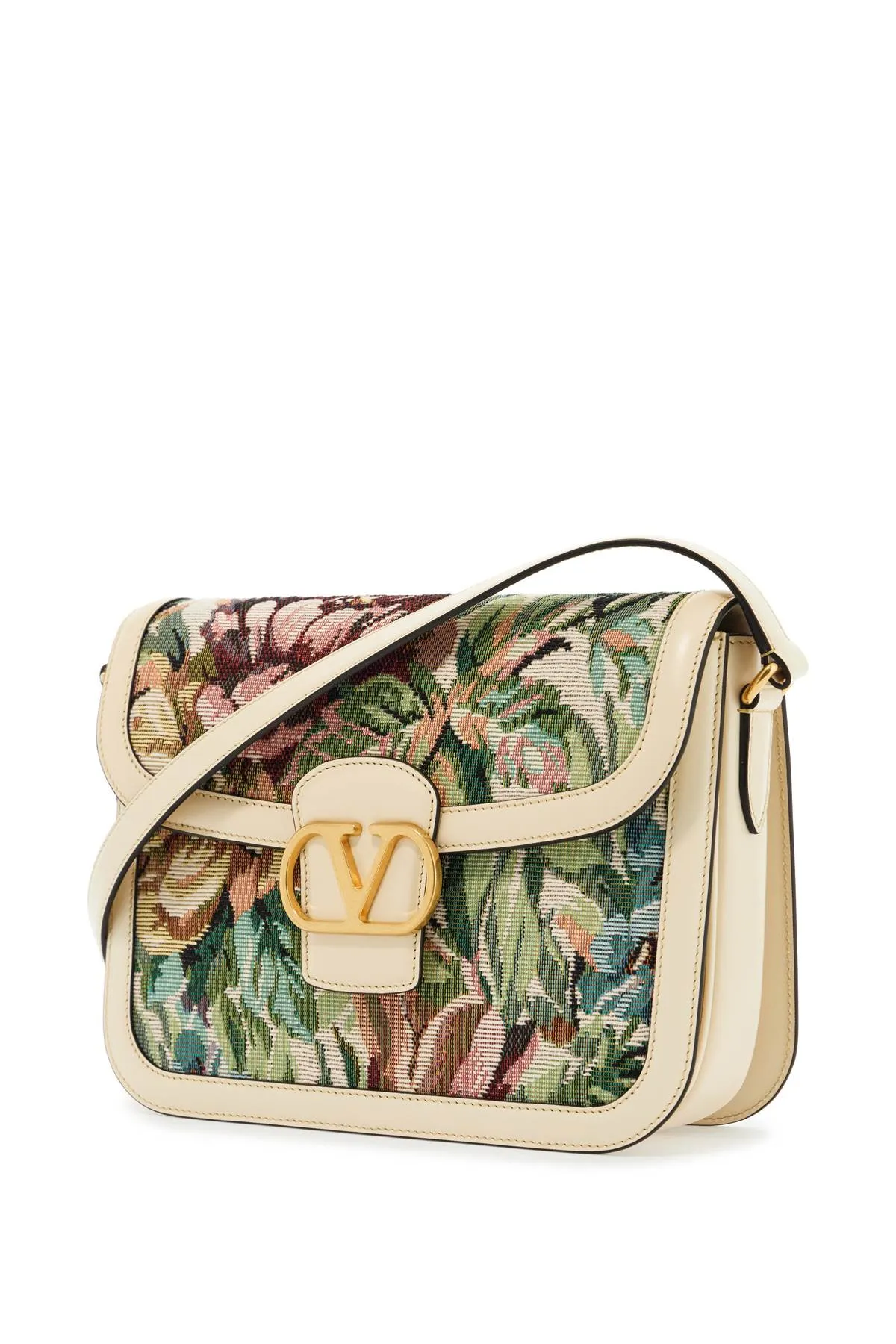 multicolored floral shoulder bag in butter white leather 6W2B0R15BDU MULTICOLOR/BUTTER WHITE