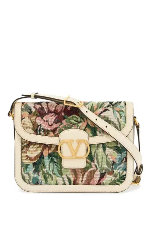 multicolored floral shoulder bag in butter white leather 6W2B0R15BDU MULTICOLOR/BUTTER WHITE