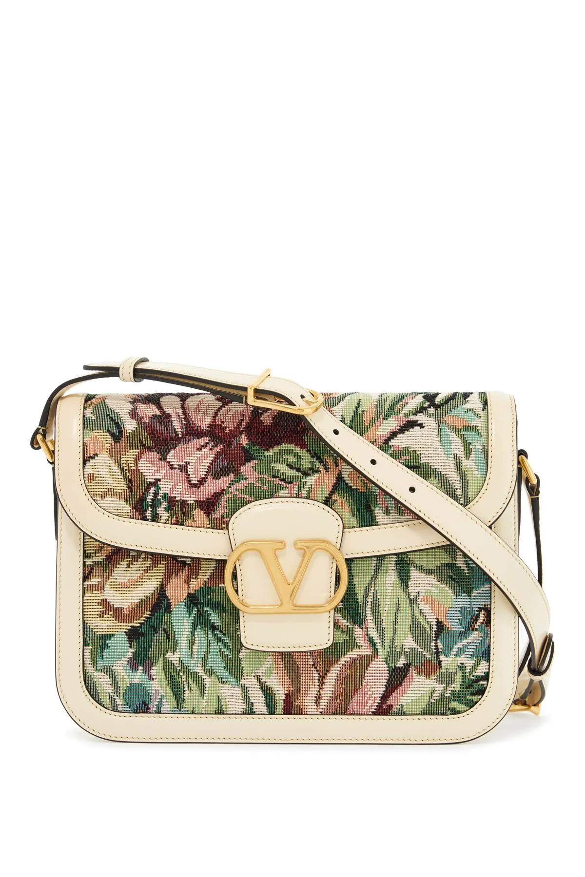 multicolored floral shoulder bag in butter white leather 6W2B0R15BDU MULTICOLOR/BUTTER WHITE
