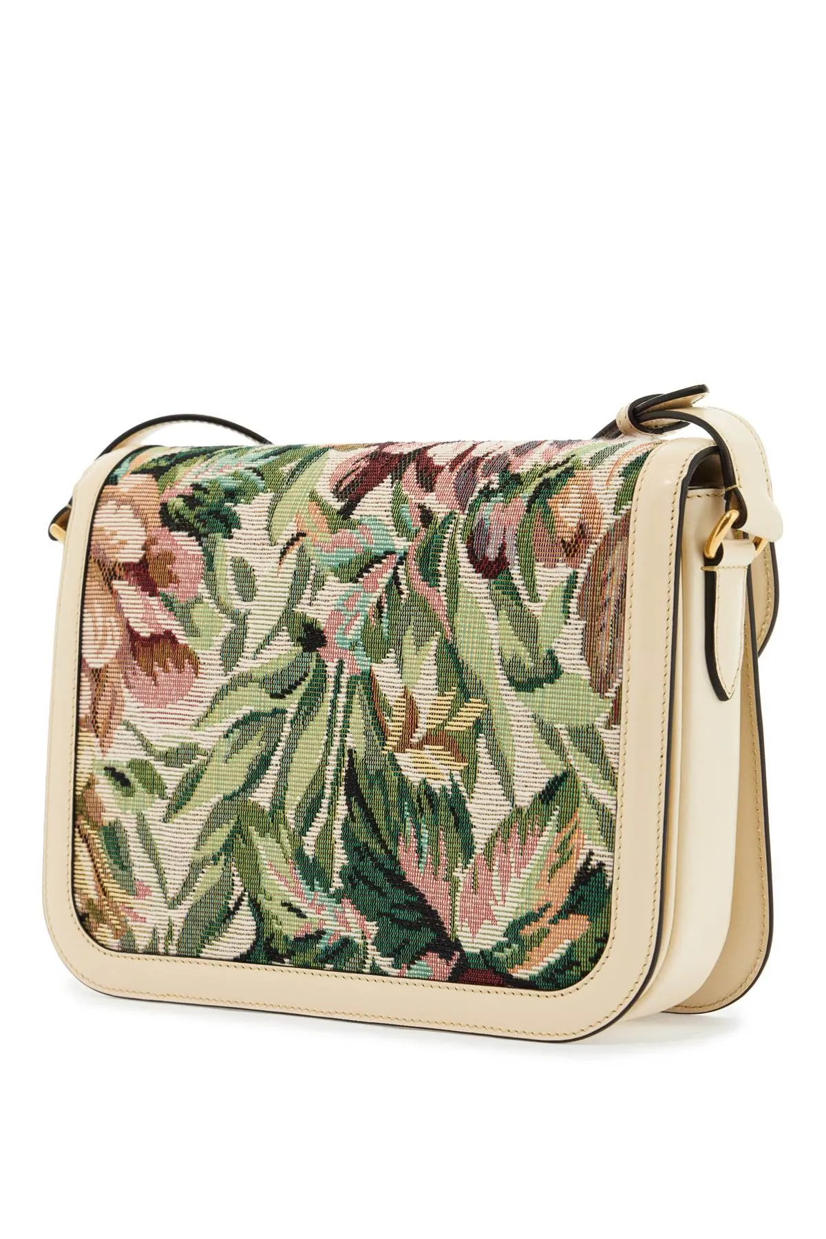 multicolored floral shoulder bag in butter white leather 6W2B0R15BDU MULTICOLOR/BUTTER WHITE
