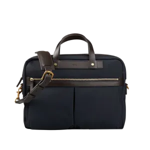 Navy Dark Brown M/S Canvas Office Briefcase