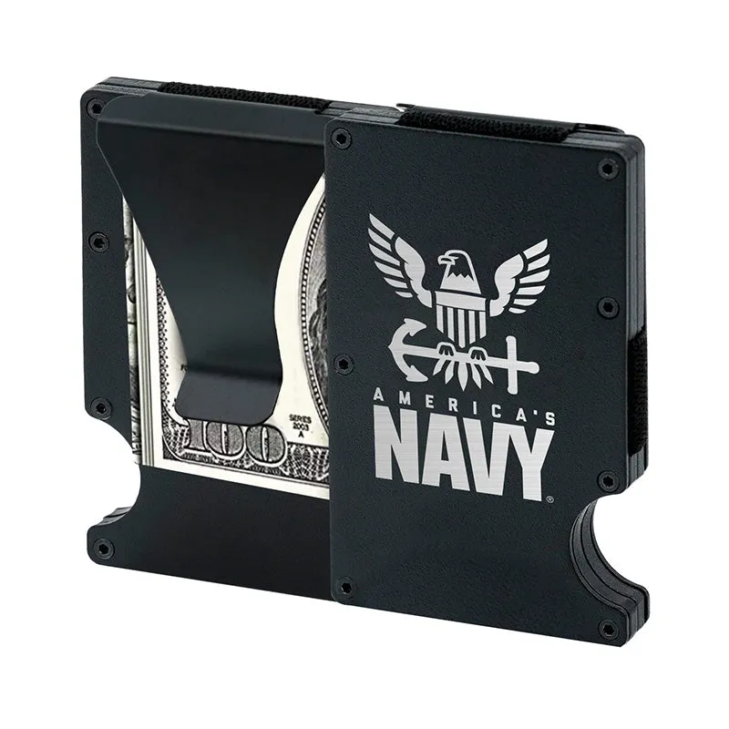Navy RFID Blocking Metal Wallet