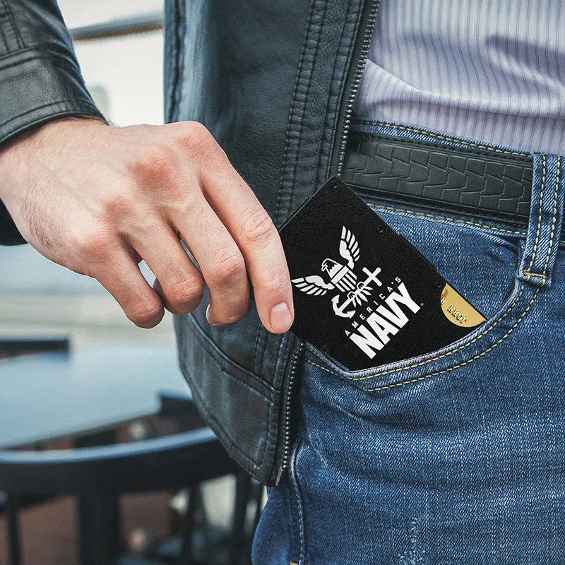 Navy RFID Blocking Metal Wallet