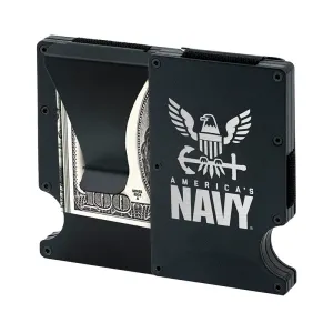 Navy RFID Blocking Metal Wallet