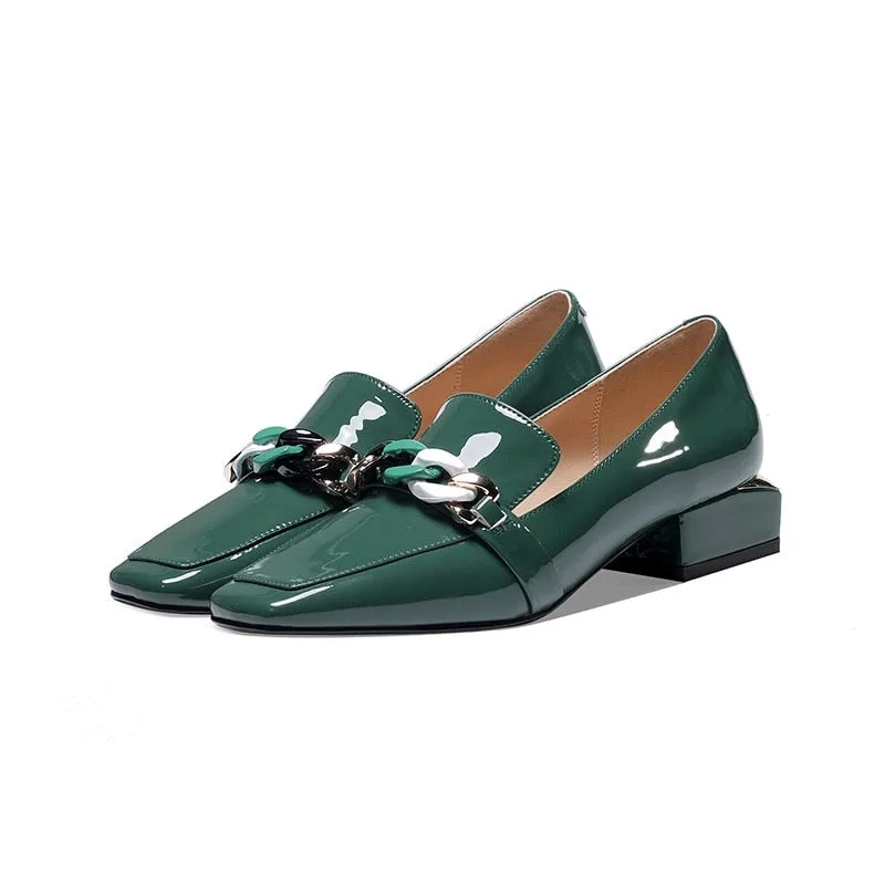 new spring summer women sexy pumps shoes women chains woman pointed toe ladies fashion patent leather footwear female plus size