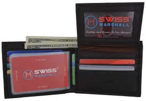 New Swiss Marshall Premium Leather Bifold Men's RFID Blocking Removable Credit Card ID Holder Wallet RFID510533