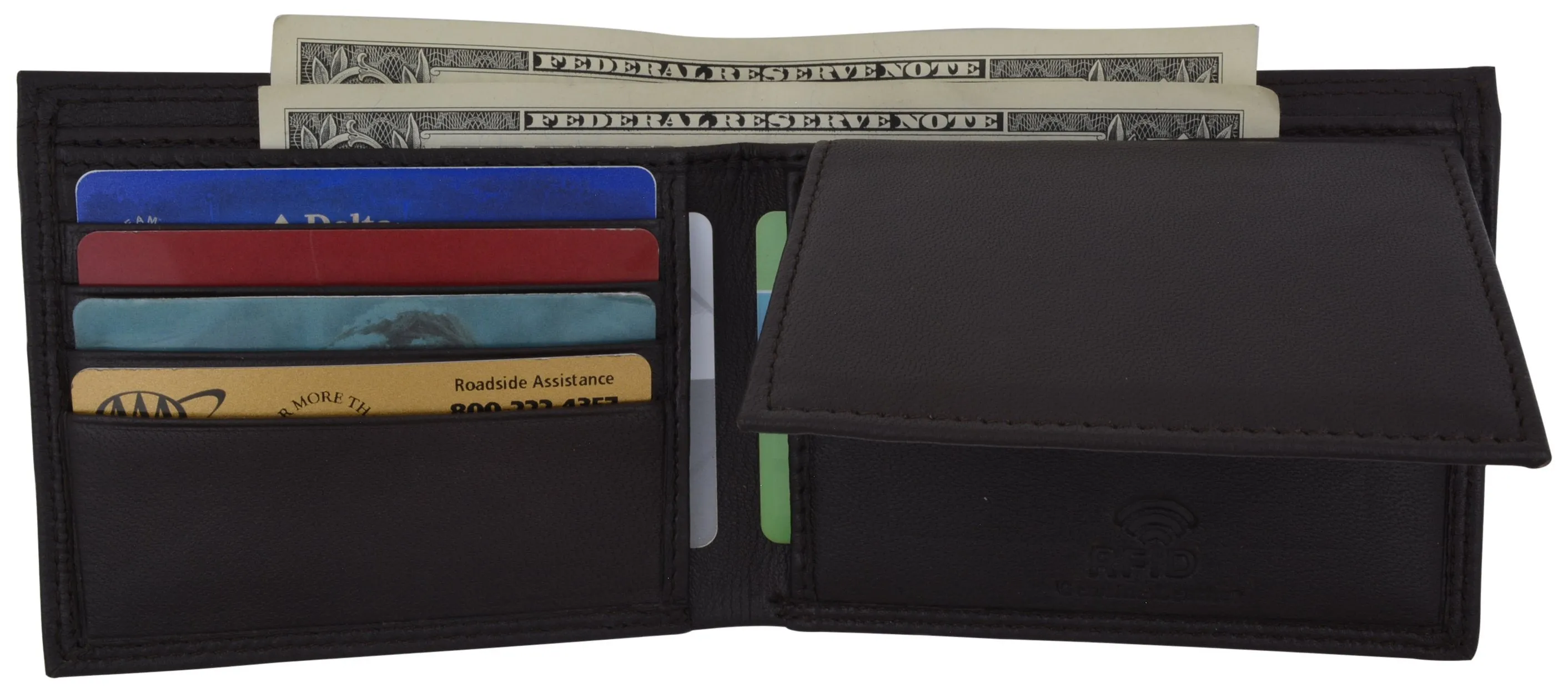 New Swiss Marshall Premium Leather Bifold Men's RFID Blocking Removable Credit Card ID Holder Wallet RFID510533