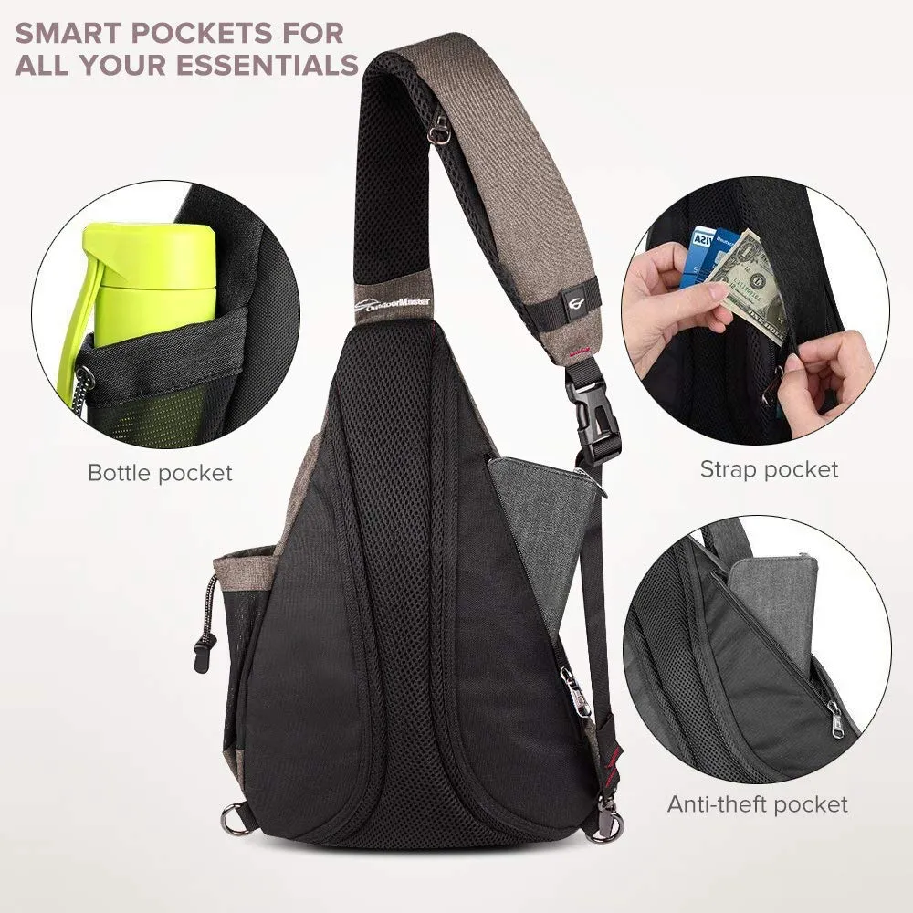 OutdoorMaster Sling Bag - Crossbody Backpack for Women & Men (Mocha Brown)