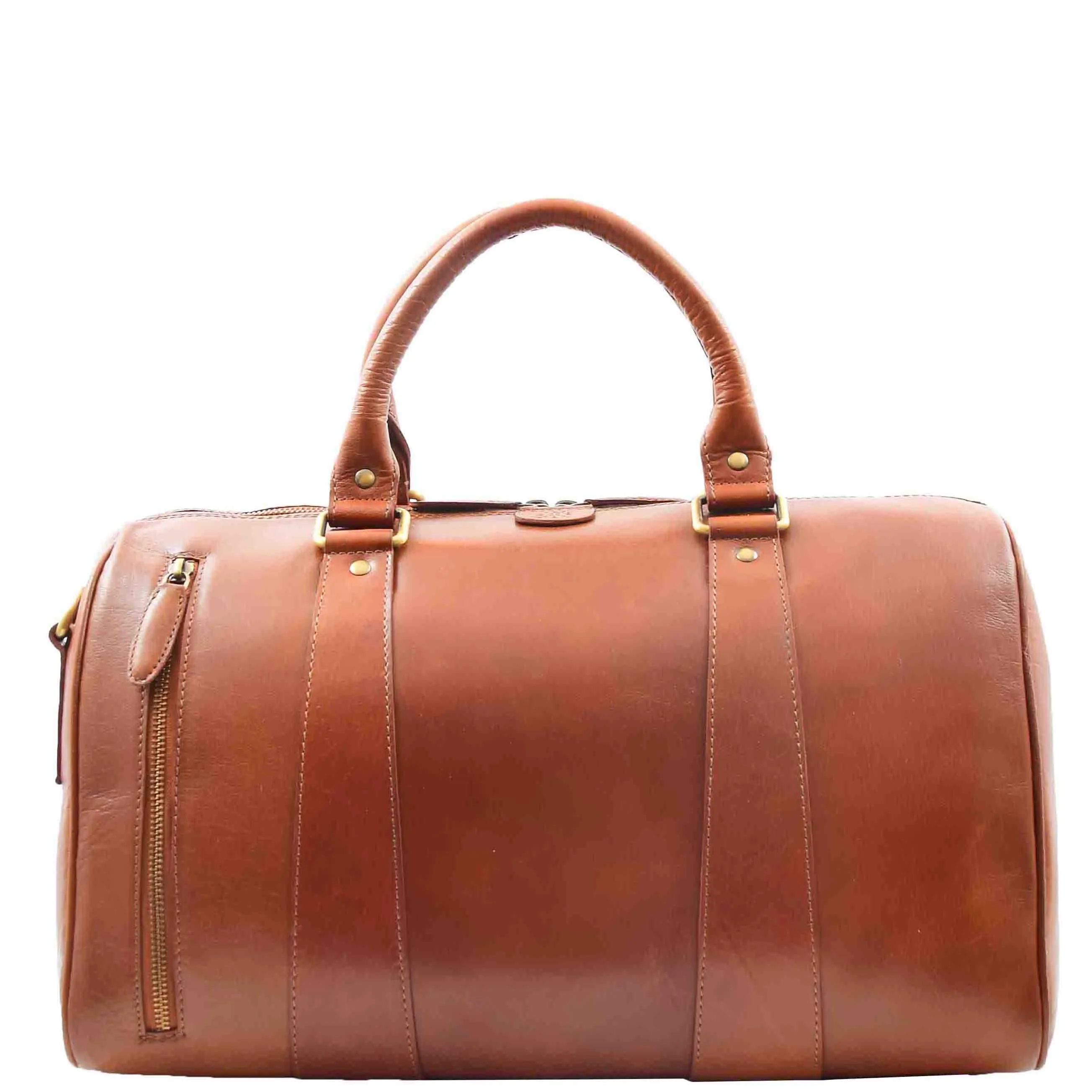 Real Leather Large Size Luxury Duffle Bag ROVE Cognac