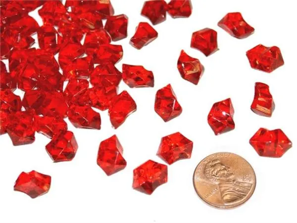 Red Mini Acrylic Ice Rock Crystals Wedding Party Event Table Vase Decoration - 400/pk