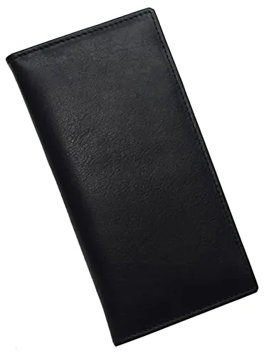 RFID Blocking Genuine Leather Long Bifold Checkbook Organizer Wallet