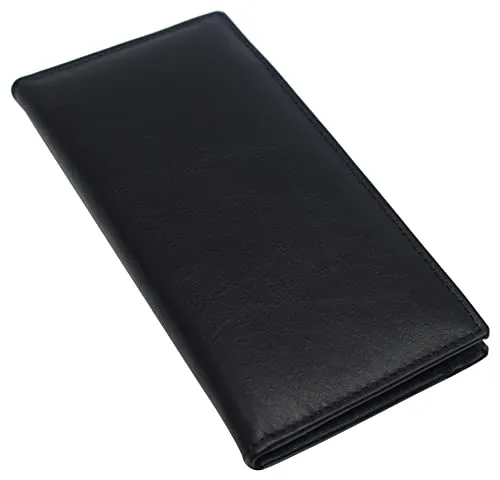 RFID Blocking Genuine Leather Long Bifold Checkbook Organizer Wallet