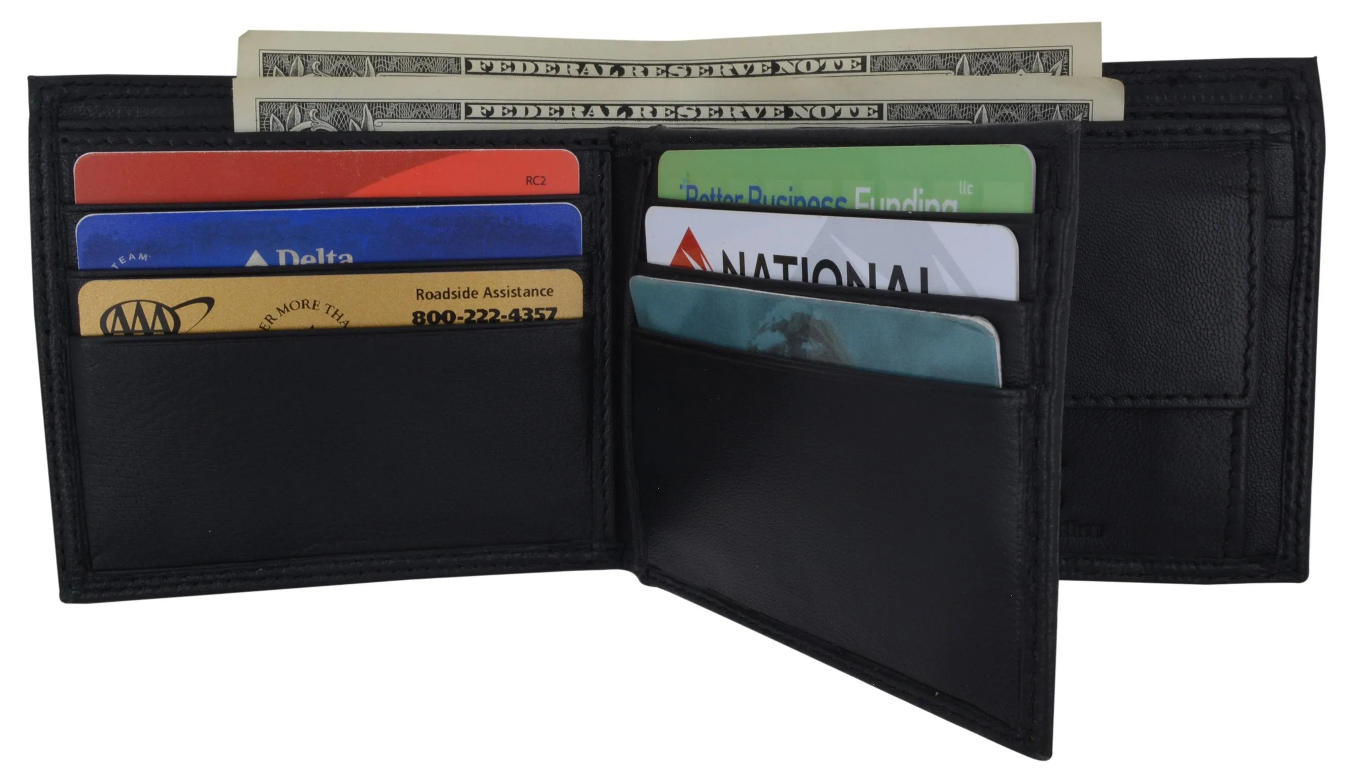 RFID Blocking Men's Bifold Premium Leather Credit Card ID Holder Wallet with Coin Pouch by Swiss Marshall RFID510059