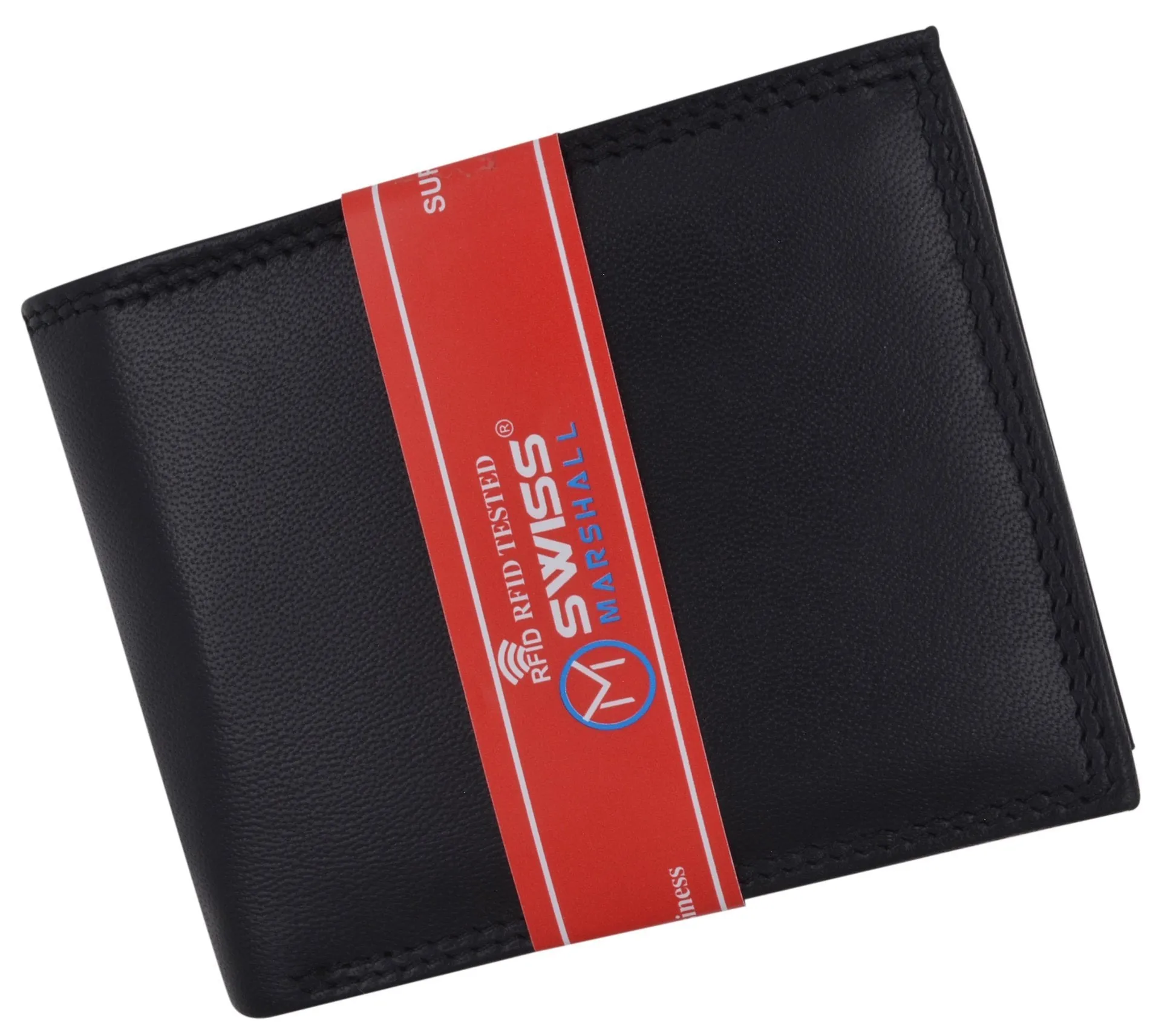 RFID Blocking Men's Bifold Premium Leather Credit Card ID Holder Wallet with Coin Pouch by Swiss Marshall RFID510059