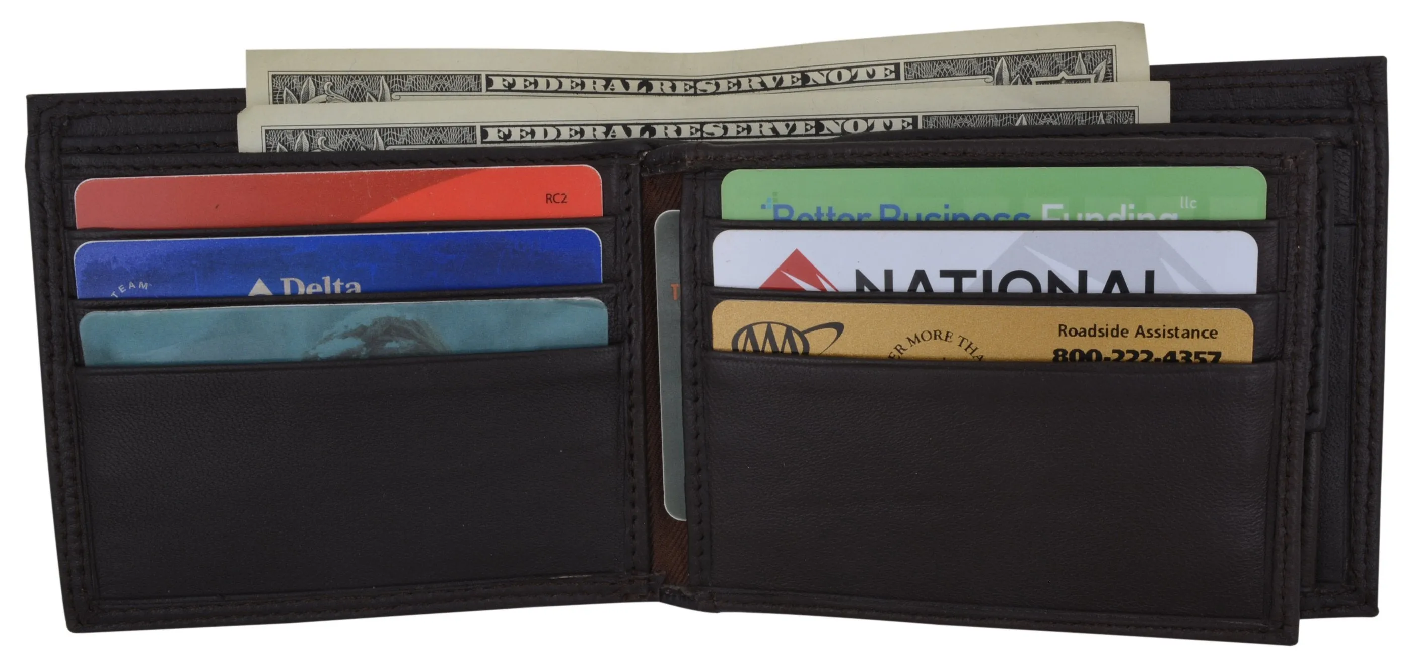 RFID Blocking Men's Bifold Premium Leather Credit Card ID Holder Wallet with Coin Pouch by Swiss Marshall RFID510059