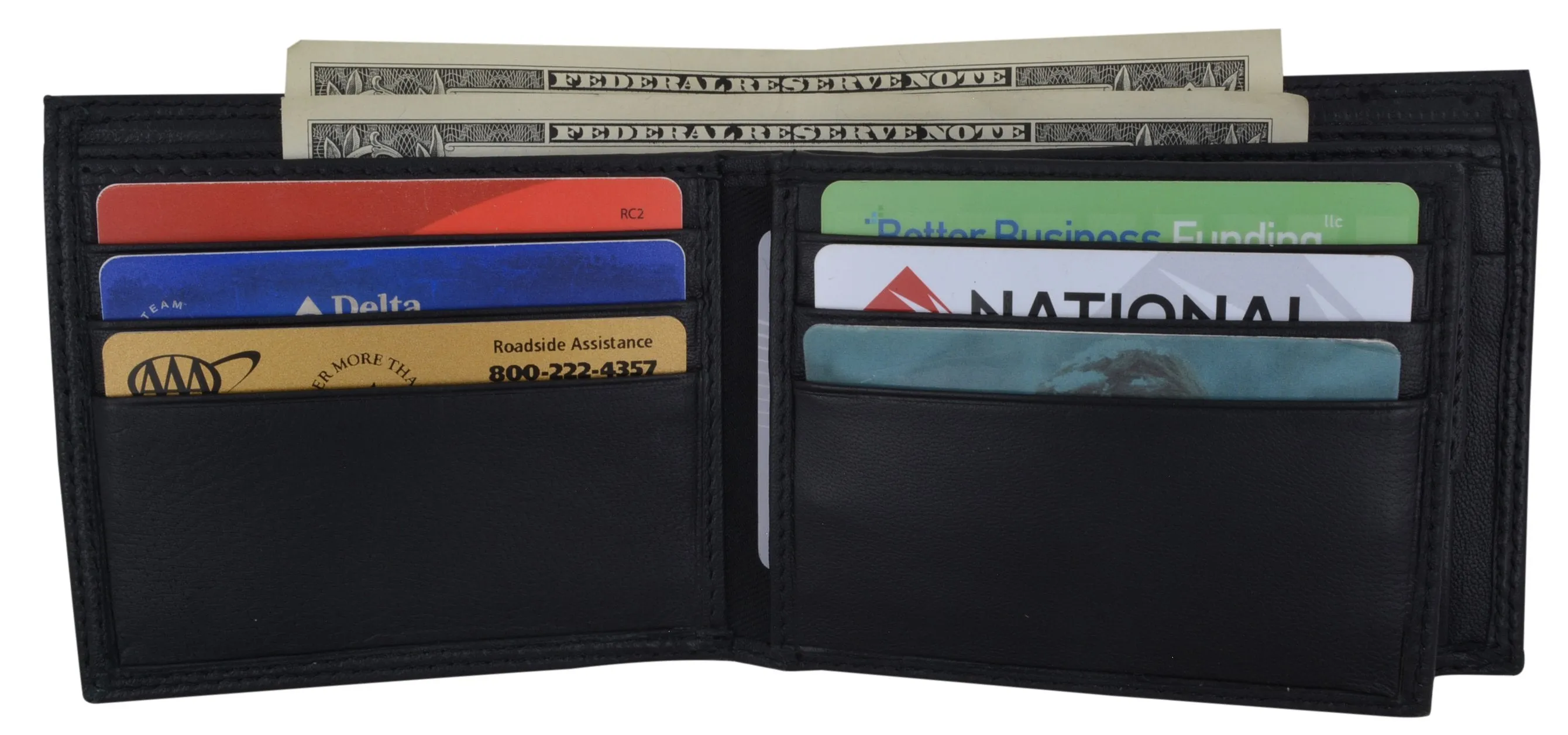 RFID Blocking Men's Bifold Premium Leather Credit Card ID Holder Wallet with Coin Pouch by Swiss Marshall RFID510059