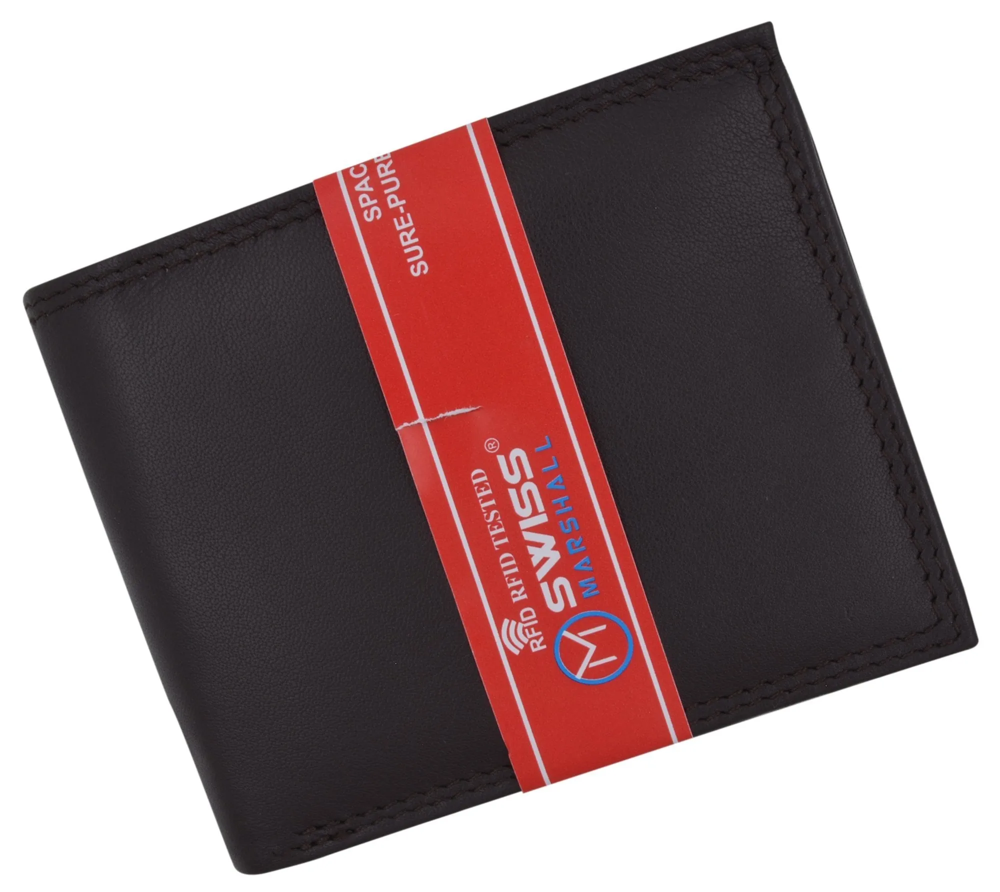 RFID Blocking Men's Bifold Premium Leather Credit Card ID Holder Wallet with Coin Pouch by Swiss Marshall RFID510059