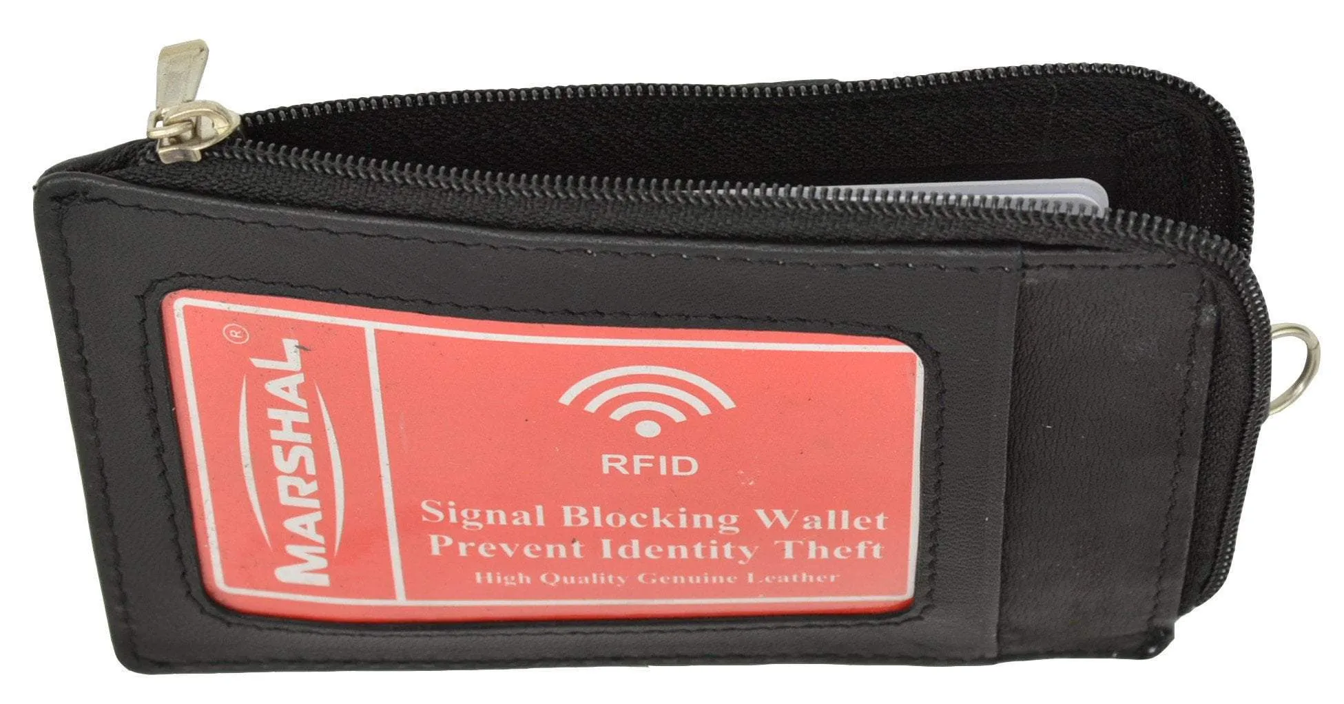 RFID Blocking Premium Genuine Leather Credit Card Holder Zipper ID Neck Wallet RFID P 470 (C)