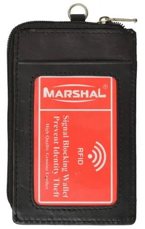 RFID Blocking Premium Genuine Leather Credit Card Holder Zipper ID Neck Wallet RFID P 470 (C)