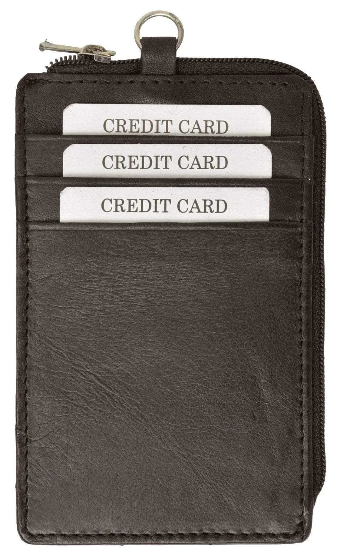 RFID Blocking Premium Genuine Leather Credit Card Holder Zipper ID Neck Wallet RFID P 470 (C)